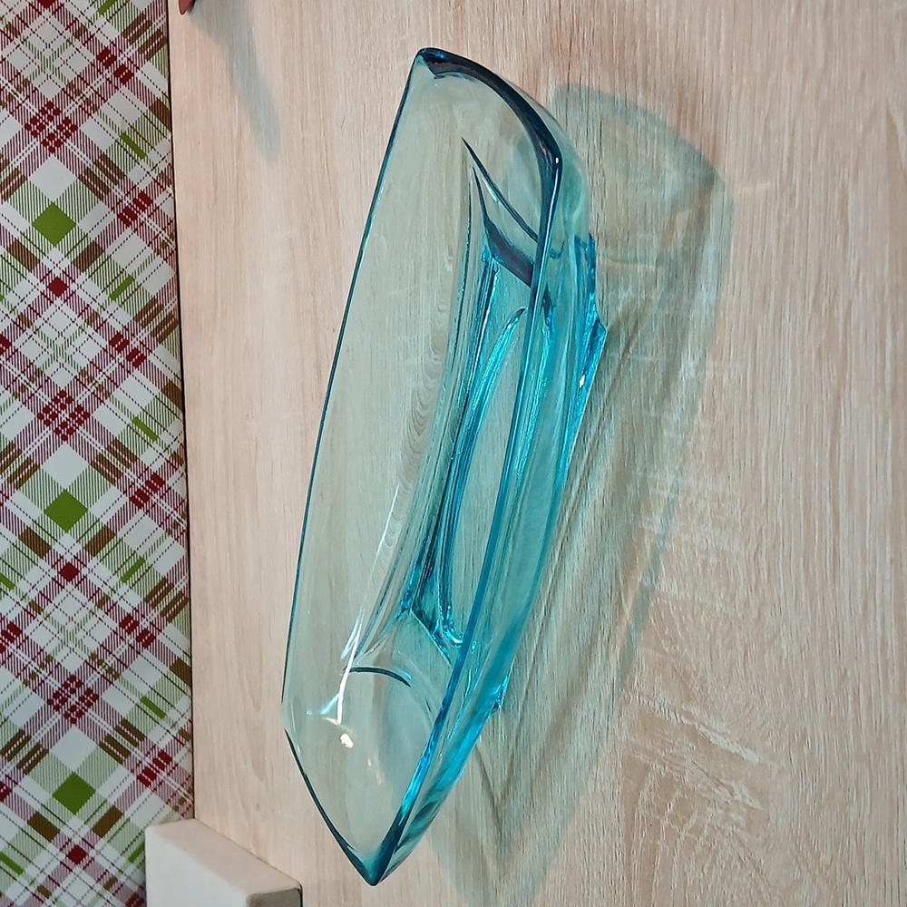 Vintage Blue Atlas Glass Relish Dish